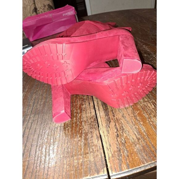 New Size 11 Shoe Dazzle Chili Pepper Red Platform Chunky Heel Slouch Long Boots - Picture 10 of 10